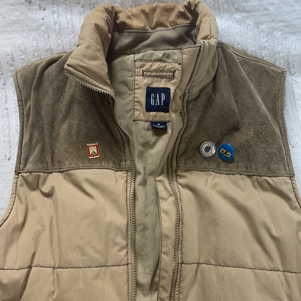 Gap - Men’s Suede & Cotton Vest, Tan, Medium